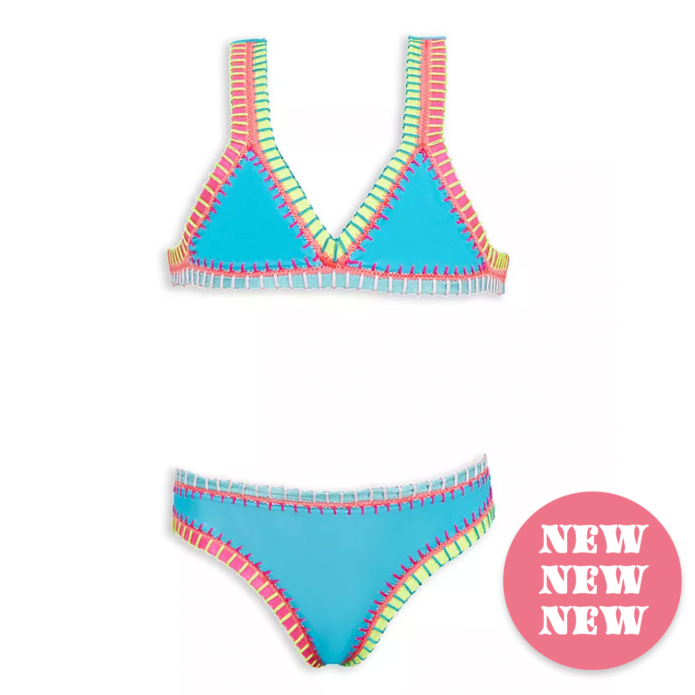 PQ | Rainbow Embroidered Bikini | Blue