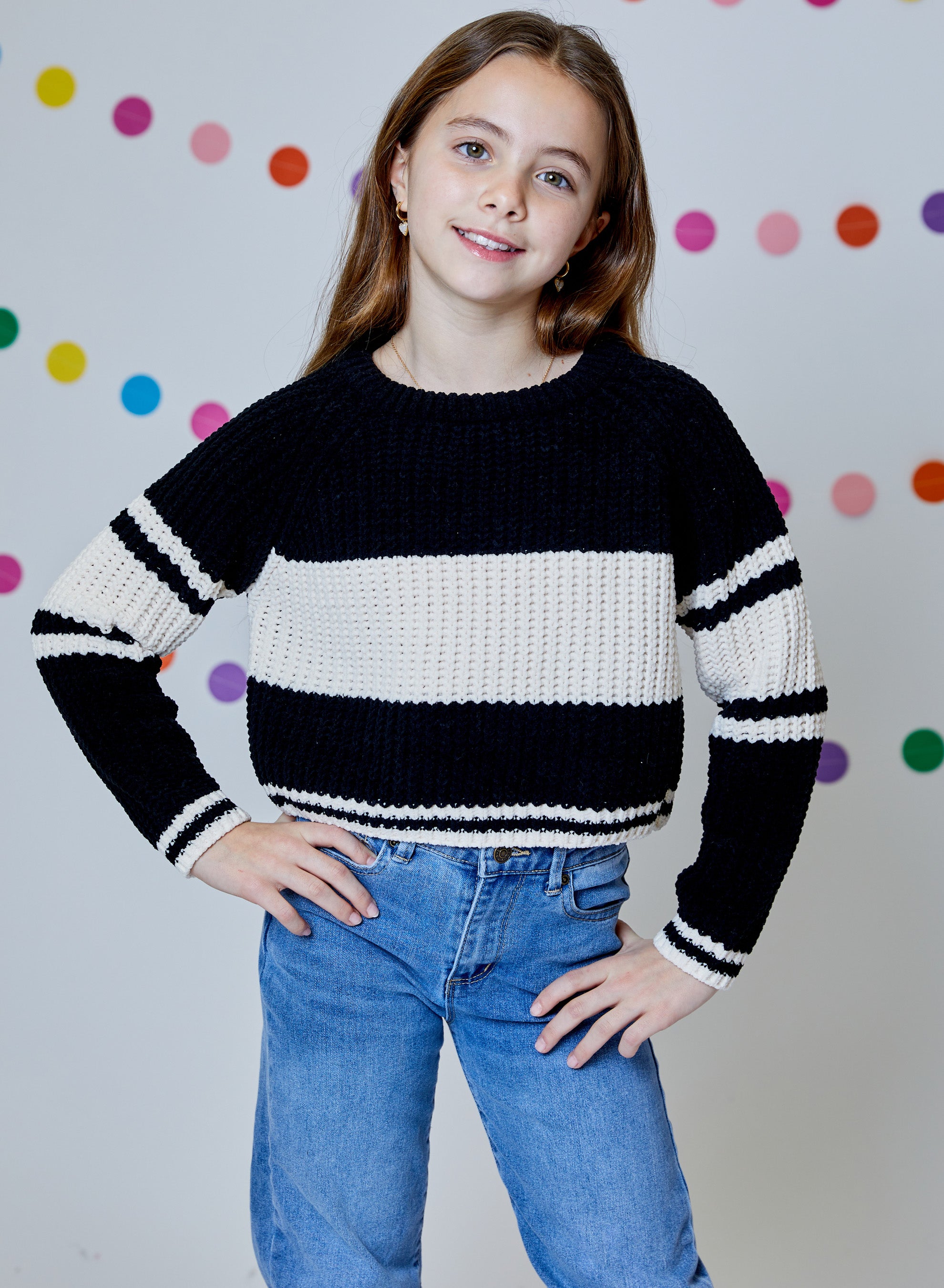 DH | Black & Cream Stripe Knit Sweater