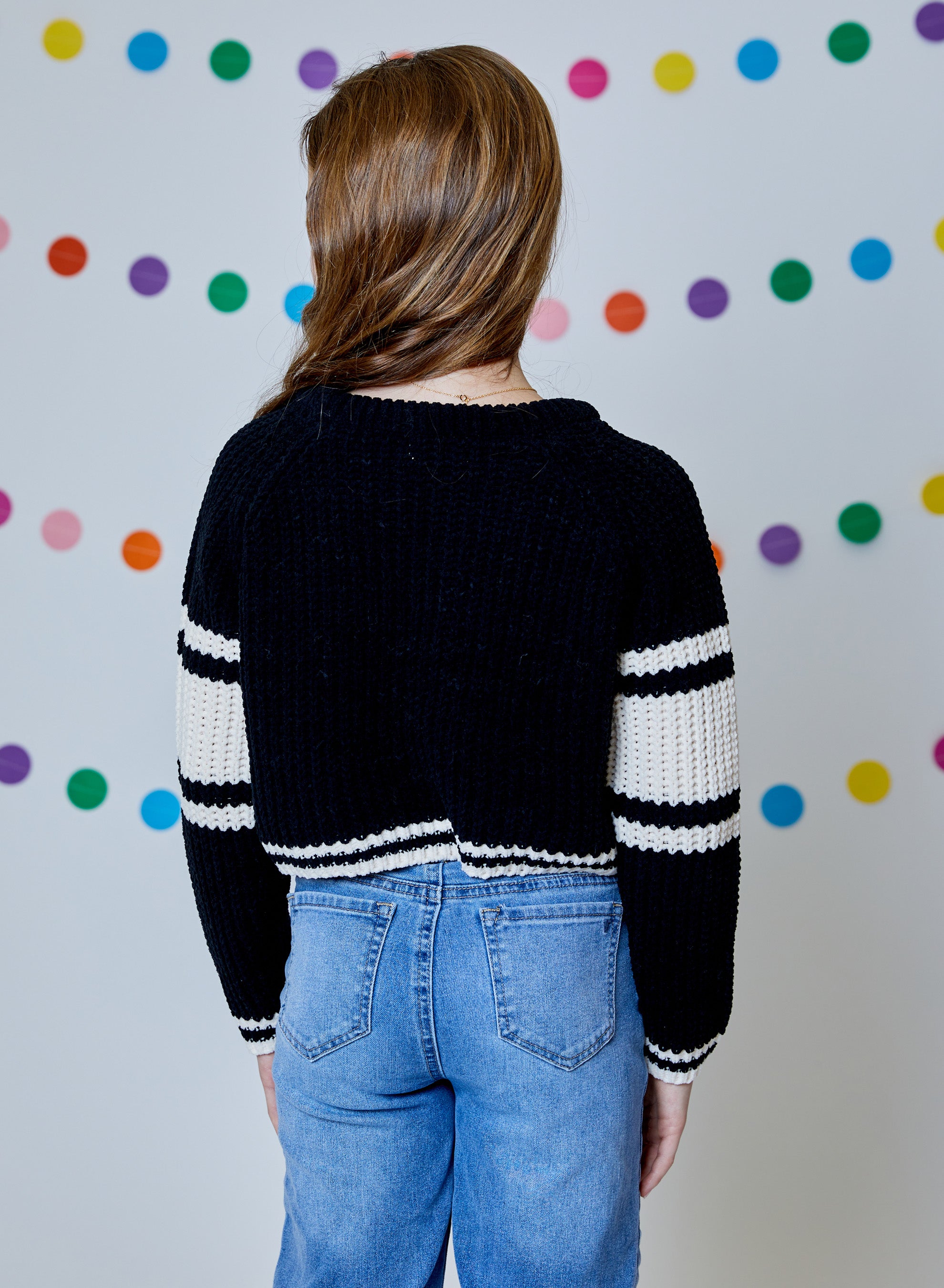 DH | Black & Cream Stripe Knit Sweater