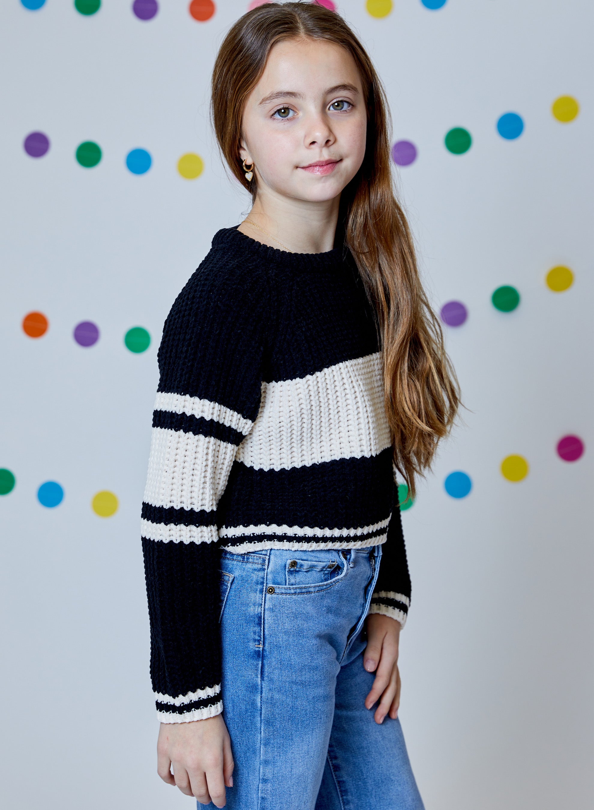 DH | Black & Cream Stripe Knit Sweater