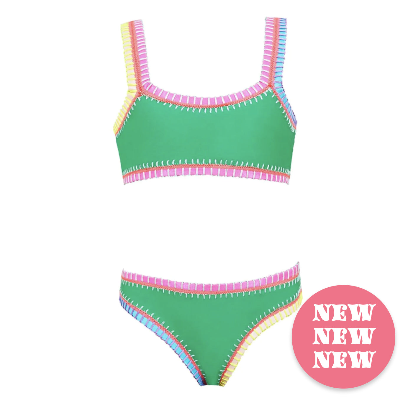 PQ | Sporty Rainbow Embroidered Bikini | Green