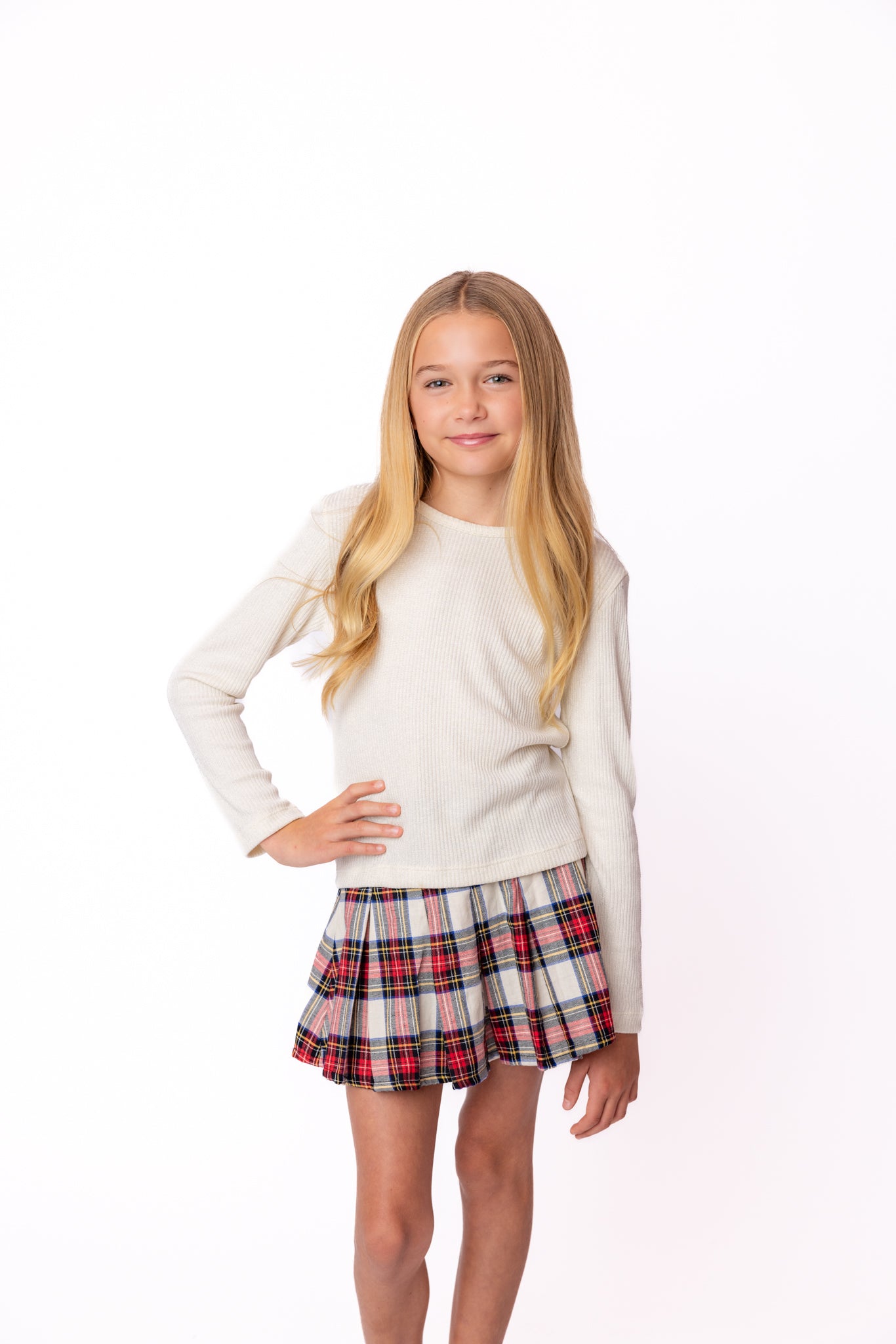 FBZ | Cream Sparkle Waffle Henley