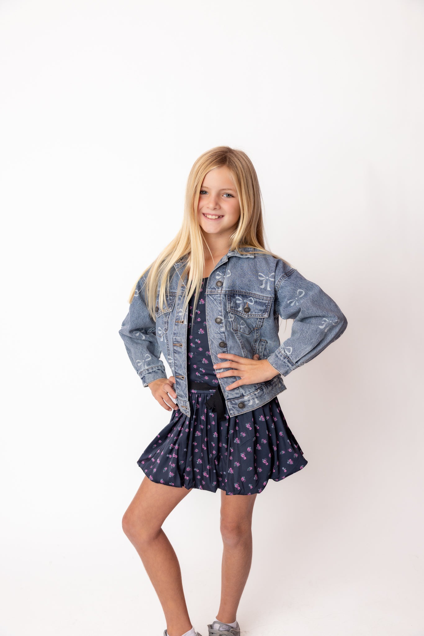 TH | Lola Satin Smocked Dress Navy Rose