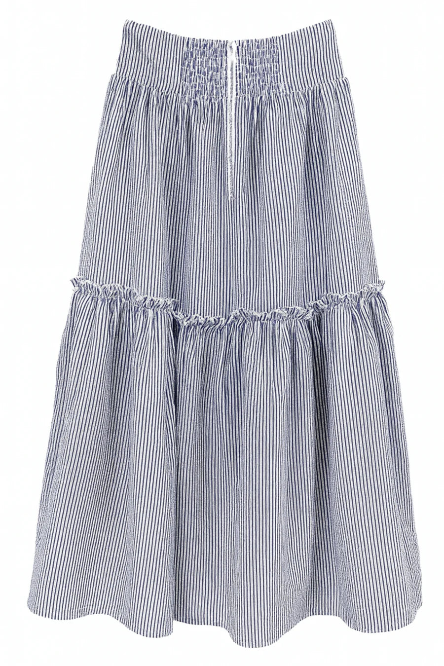 KJ | TEEN | Pian Maxi Skirt Navy Stripe