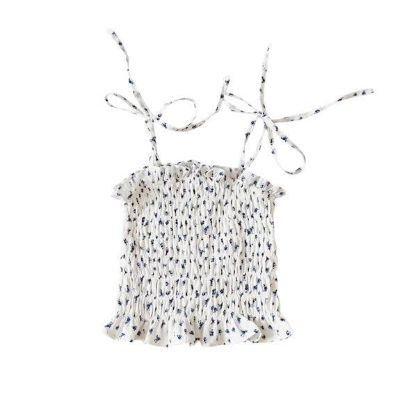 LO | Tween | Top | White & Navy Floral