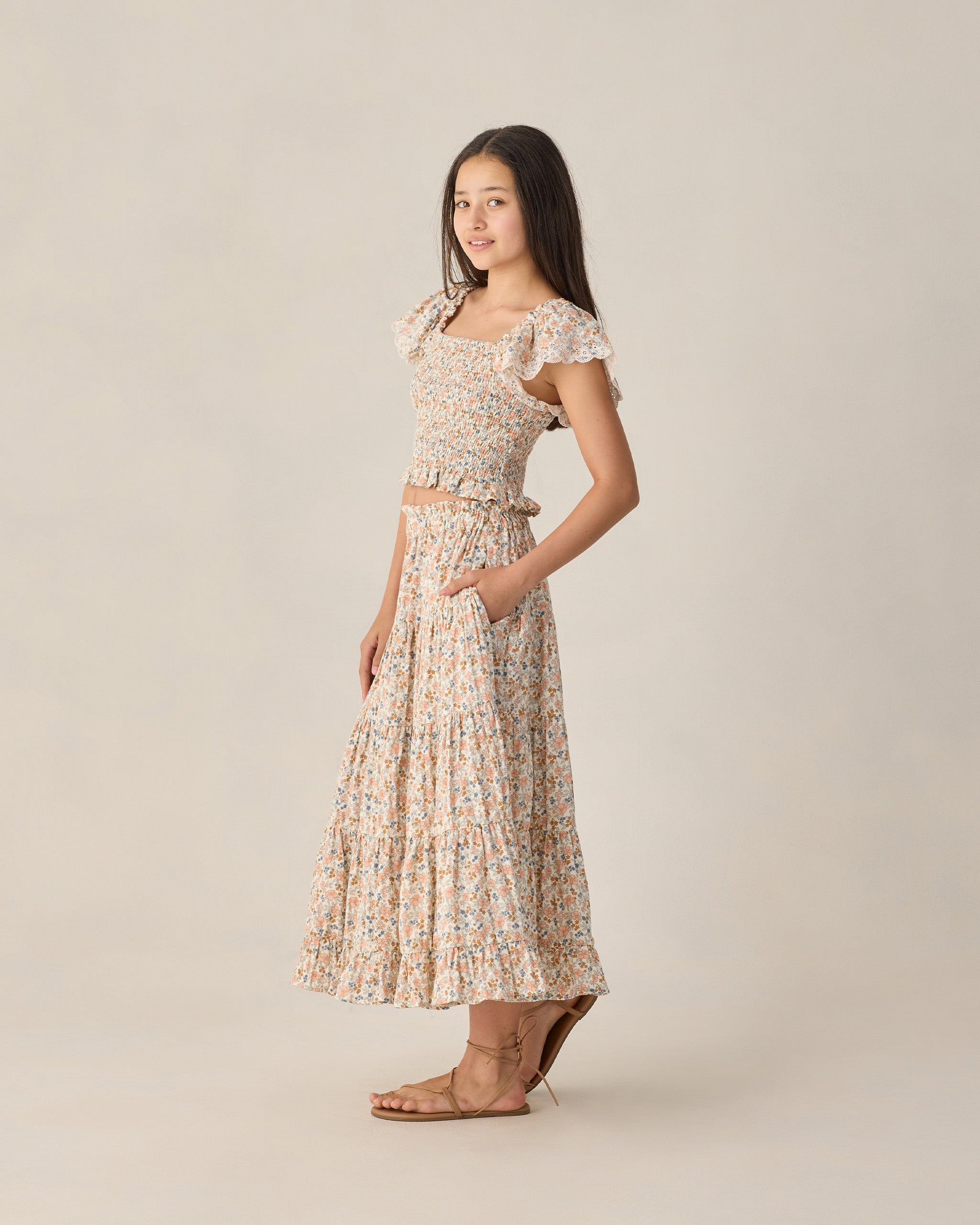 RC | Ruffle Maxi Skirt  | Flower Fields