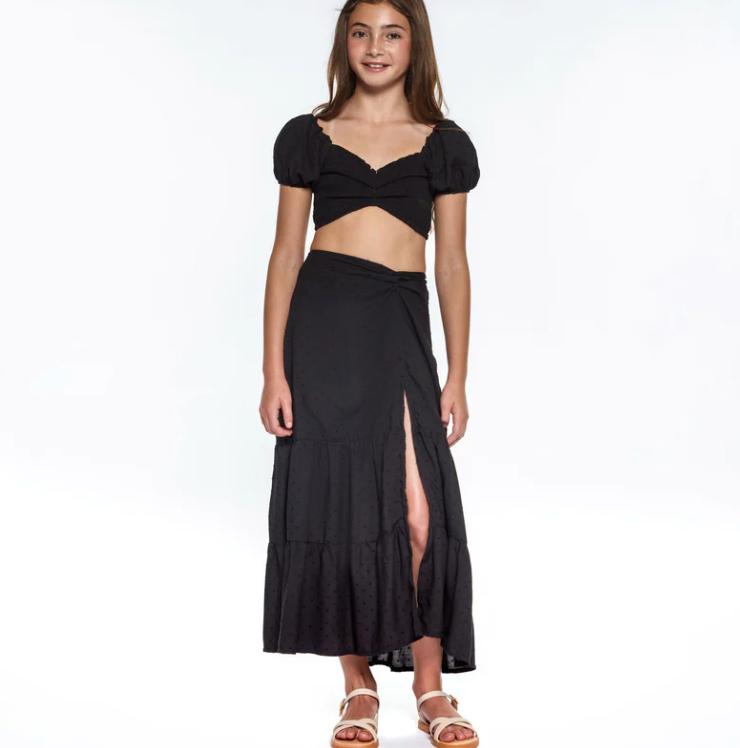 PX | Maxi Skirt Set Crop Black