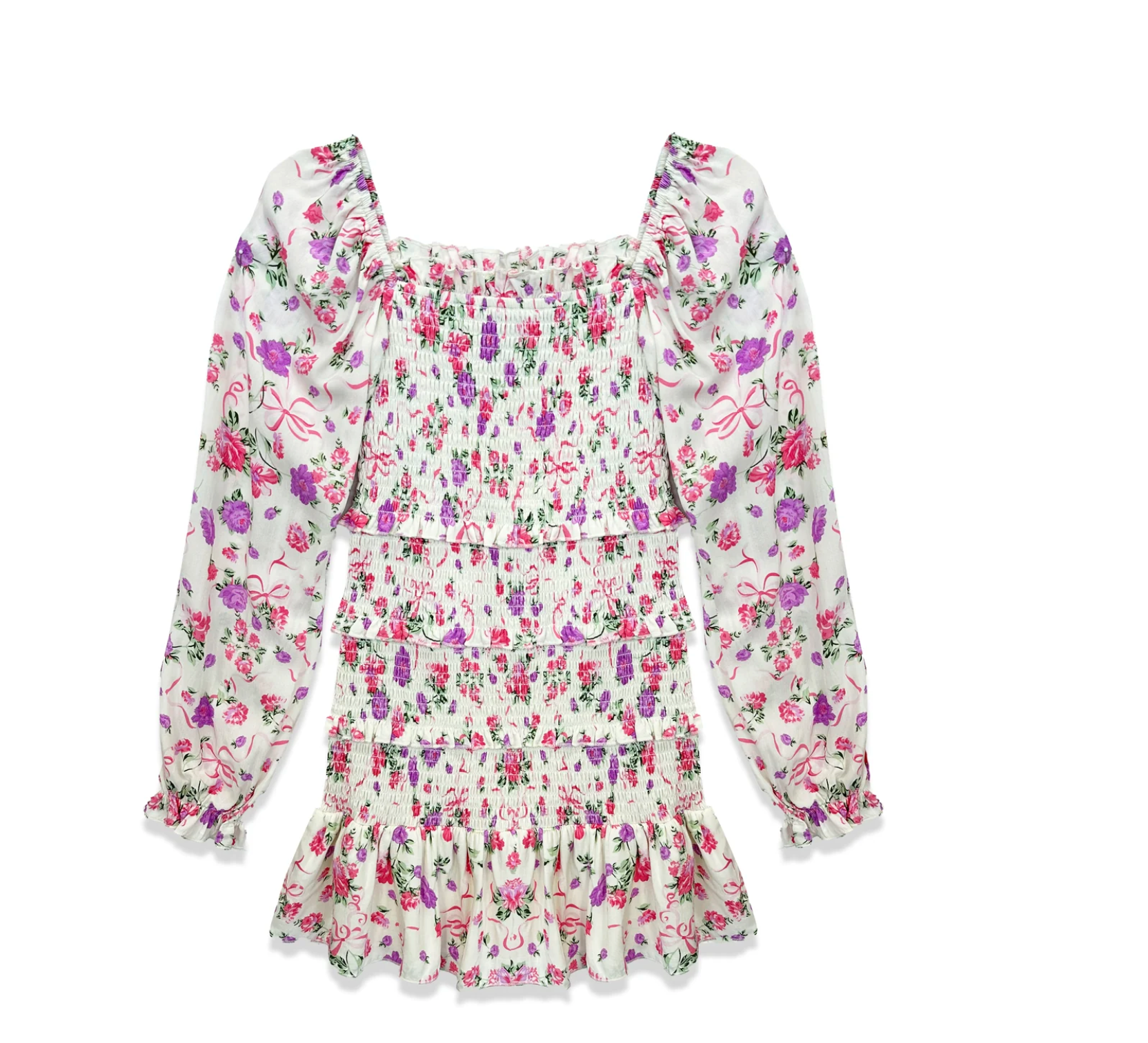 KJ | Laila L/S Dress Winter White Bow Floral