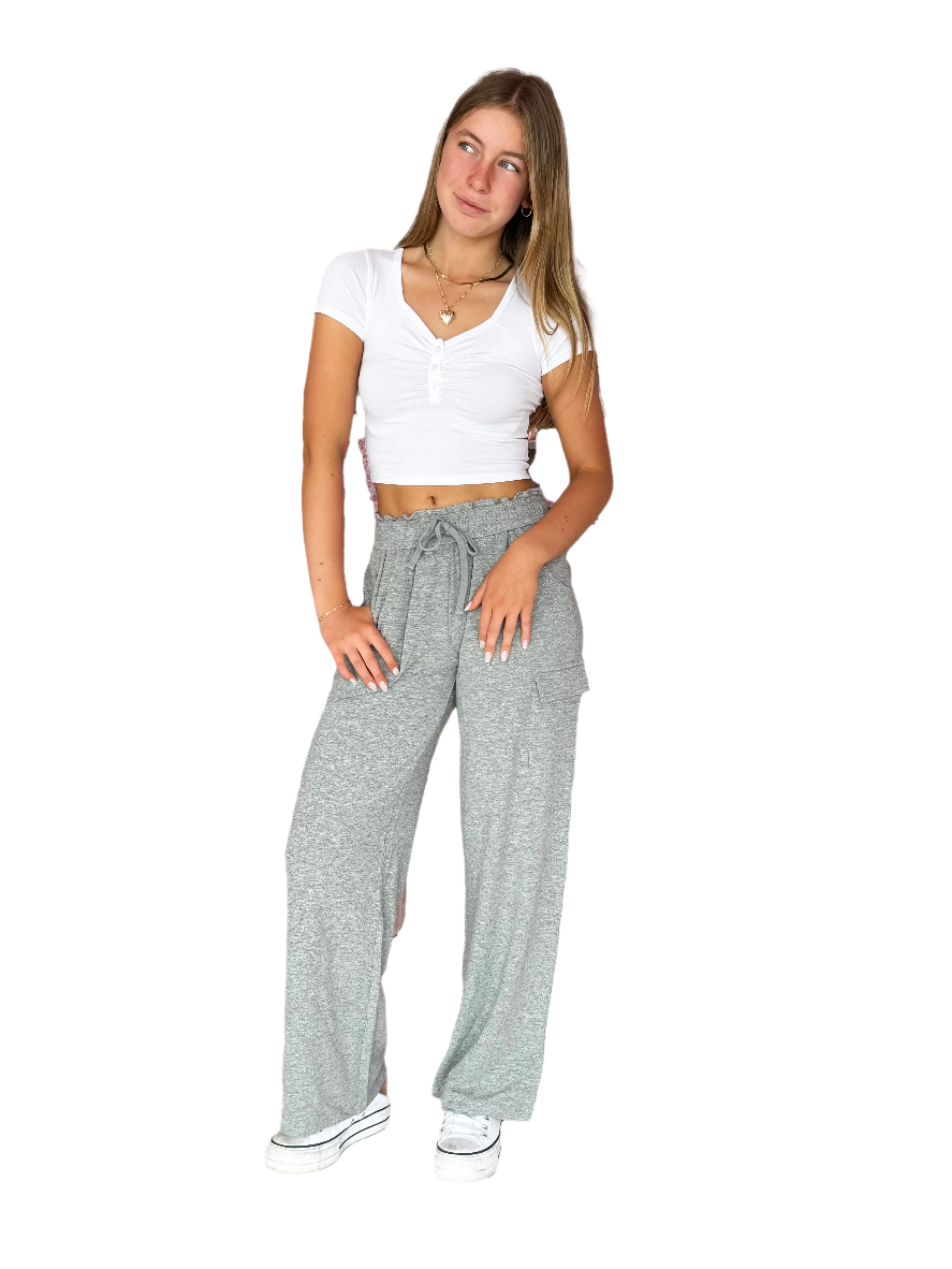 SM | Womens | Heather Grey Cargo Pocket Sweats