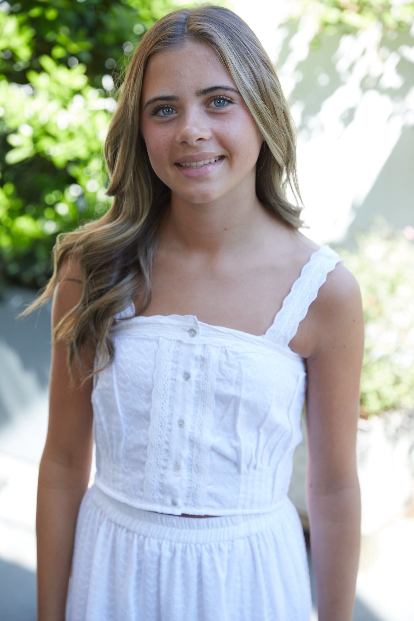 TH | Skylar White Heart Lace Tank Top