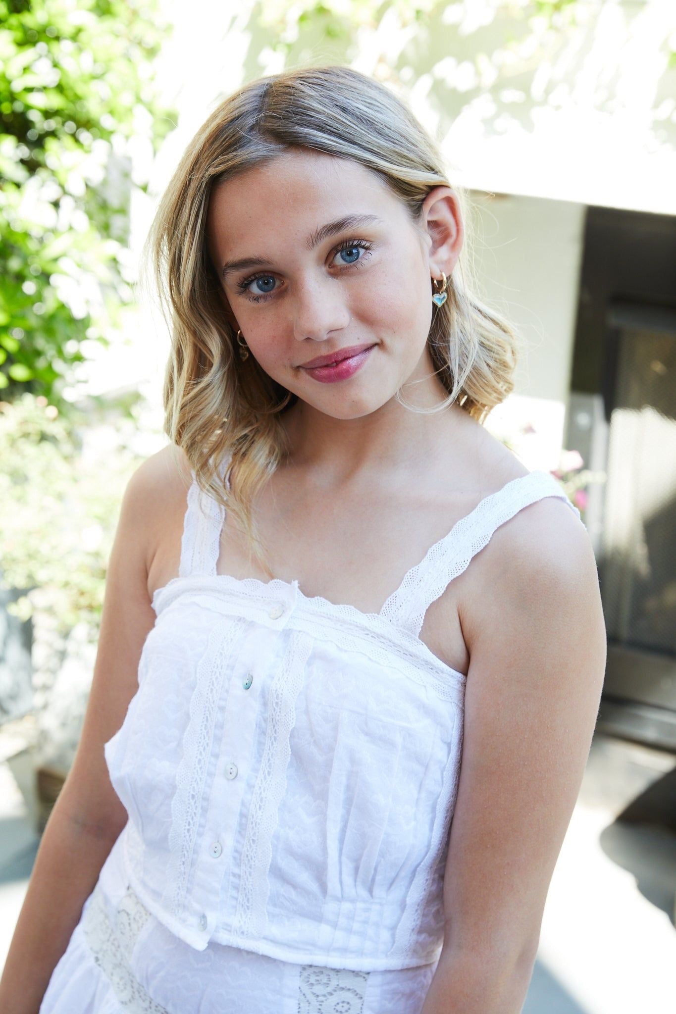 TH | Skylar White Heart Lace Tank Top
