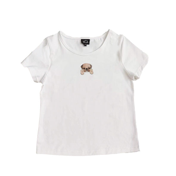 LO | Tween | Top | White Puppy Tee