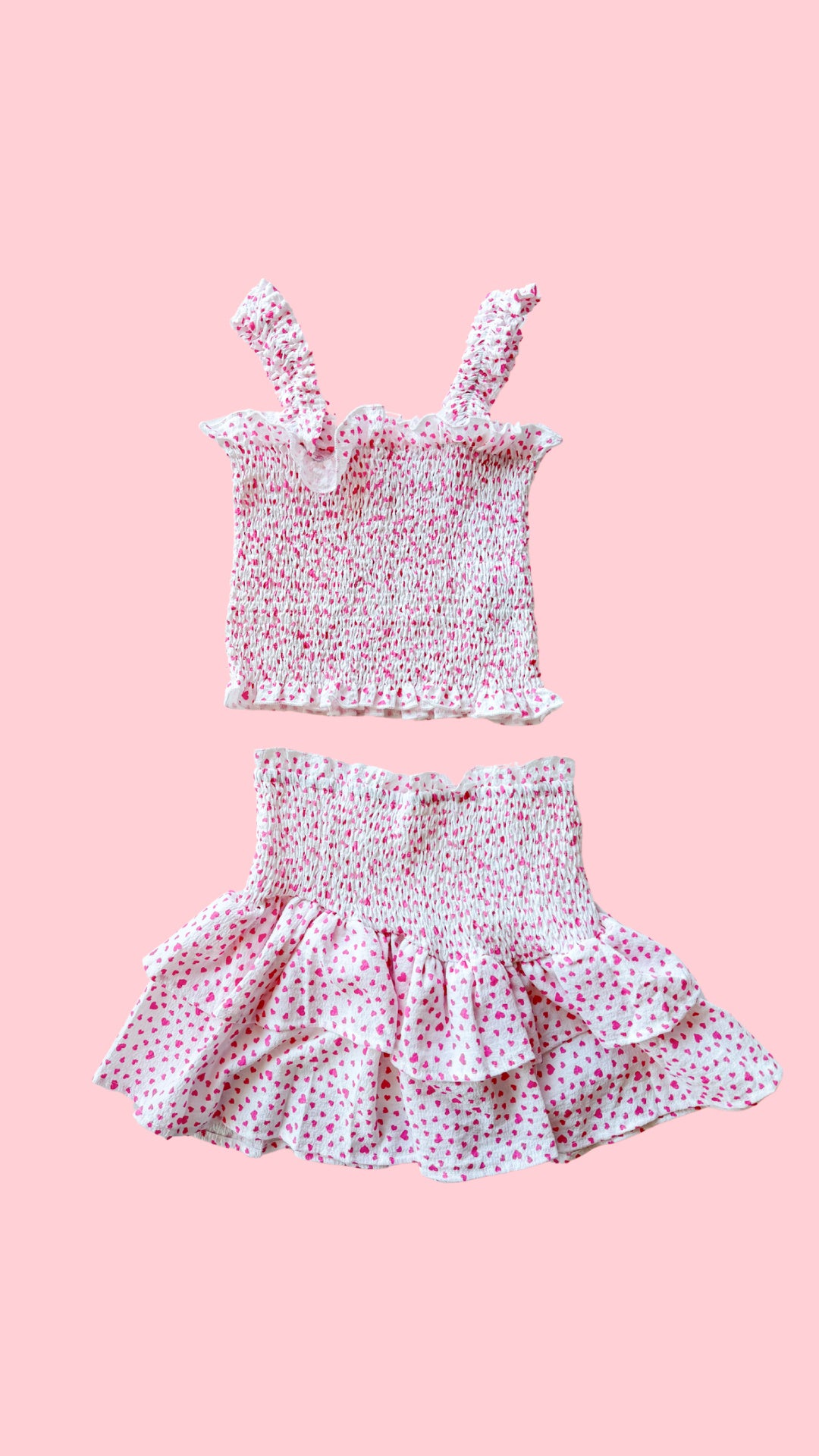 TS | Mini Hearts Smocked Skirt Set