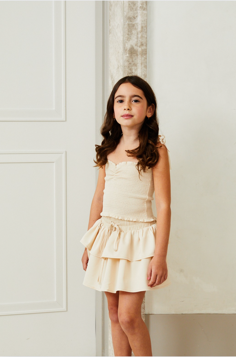 Holiday Skirt set for teens and tweens Champagne Gold Neutral 