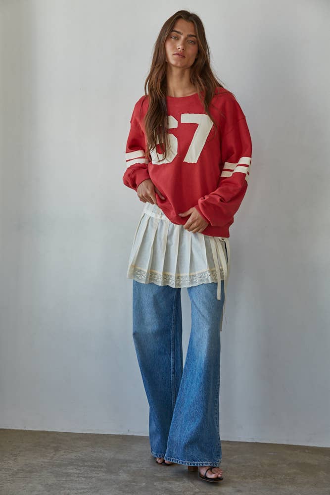 BT | TEEN | WOMENS| Knit Cotton French Terry Crew Neck Pullover