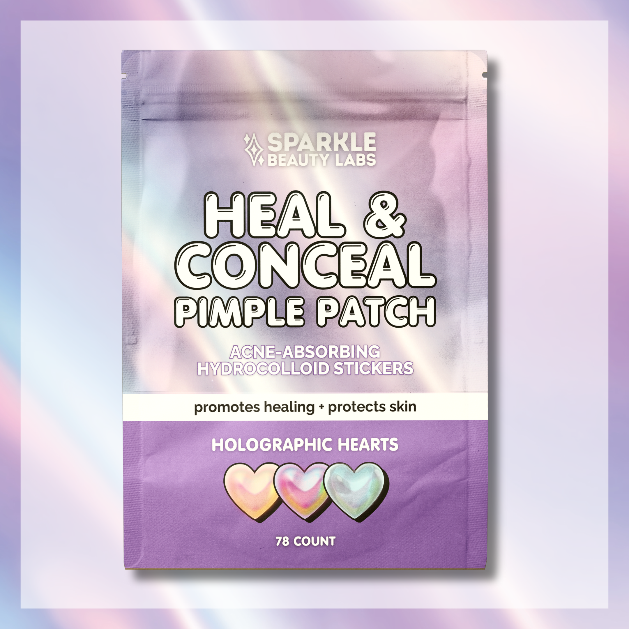 SBL | Heal & Conceal Pimple Patch 💜 Holographic Hearts (78 count)