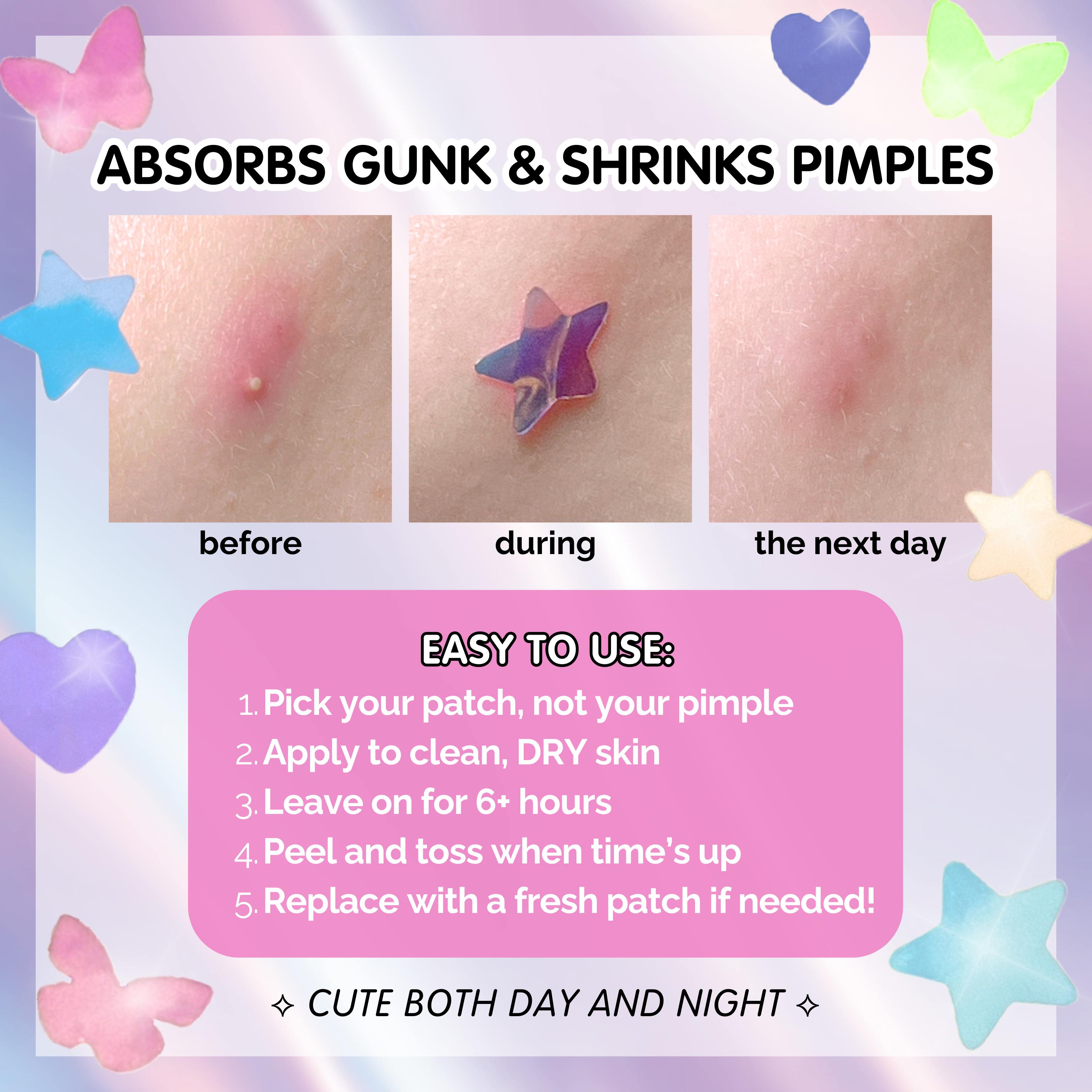SBL | Heal & Conceal Pimple Patch 💜 Holographic Hearts (78 count)