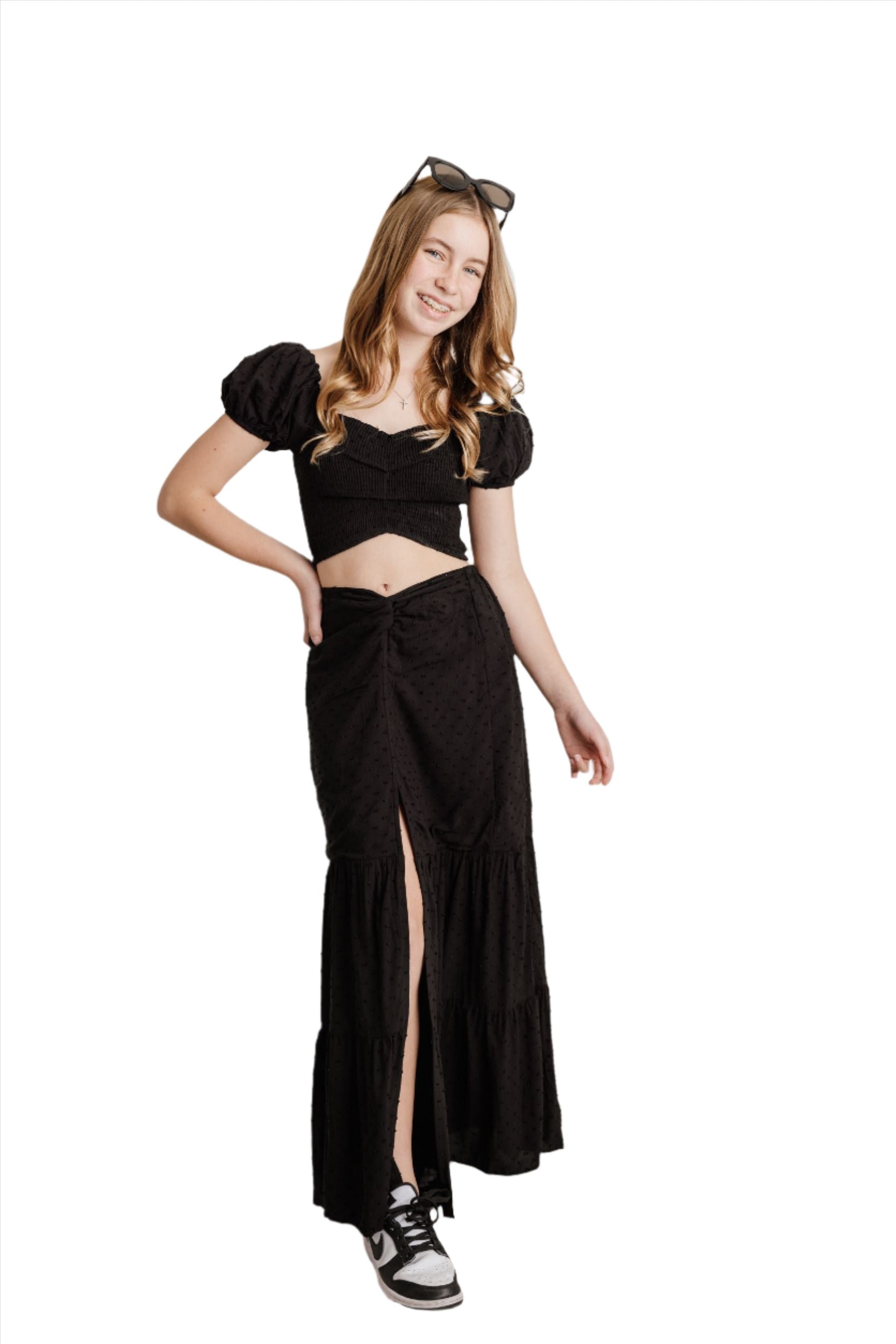 PX | Maxi Skirt Set Crop Black