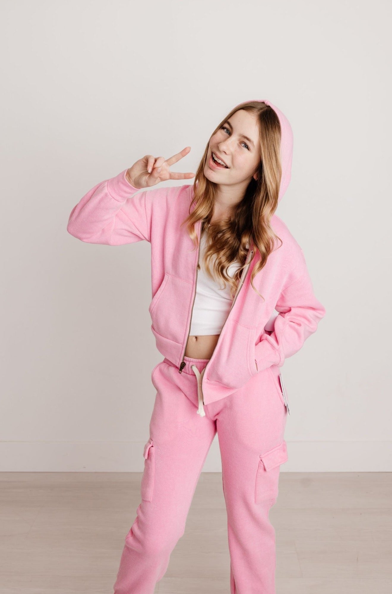 VH | Pink Crop Zip Hoodie