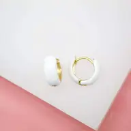 LP | Small Enamel Round Huggie Earrings