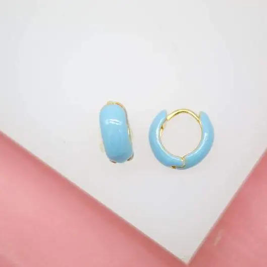 LP | Small Enamel Round Huggie Earrings