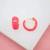 LP | Small Enamel Round Huggie Earrings