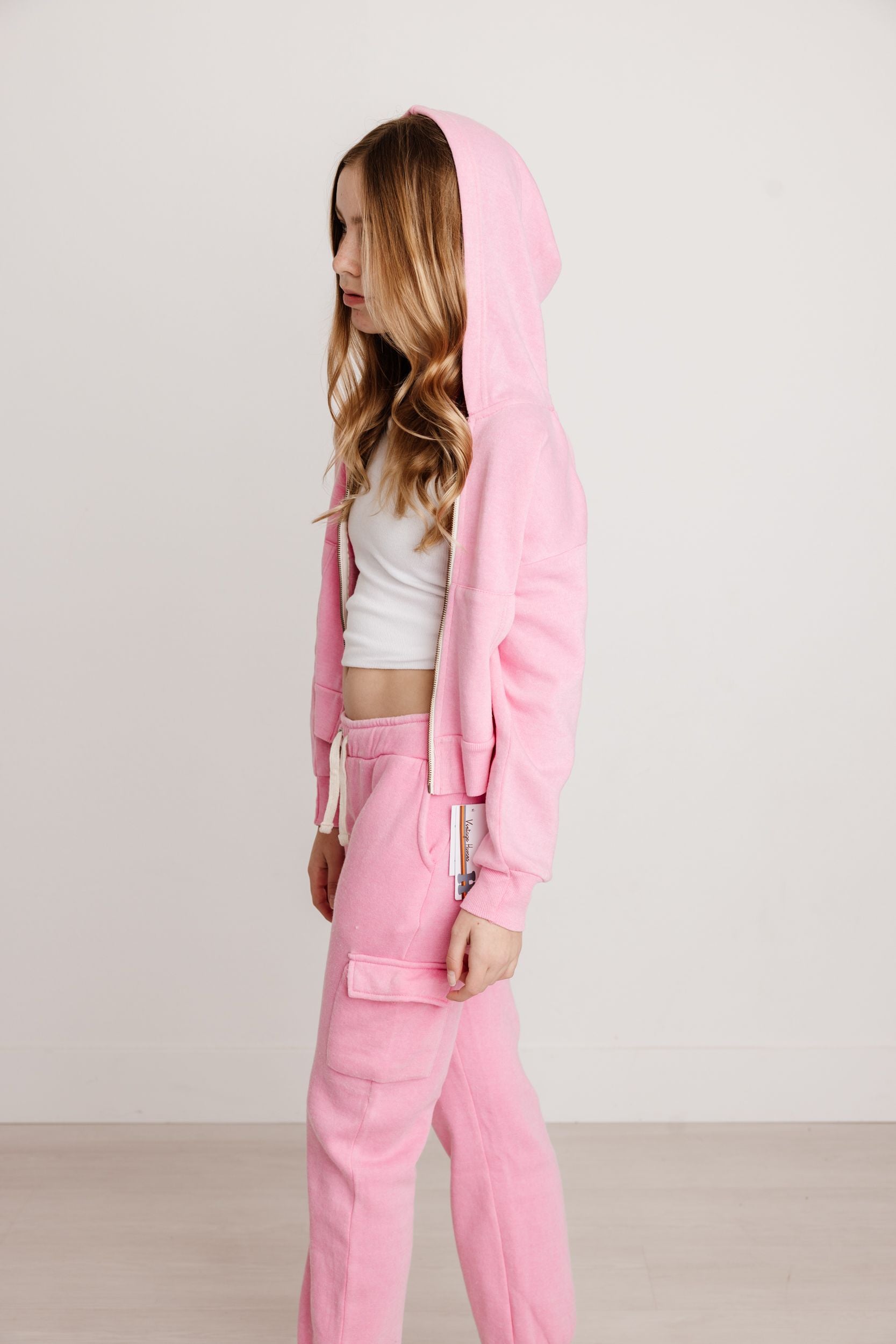 VH | Pink Crop Zip Hoodie