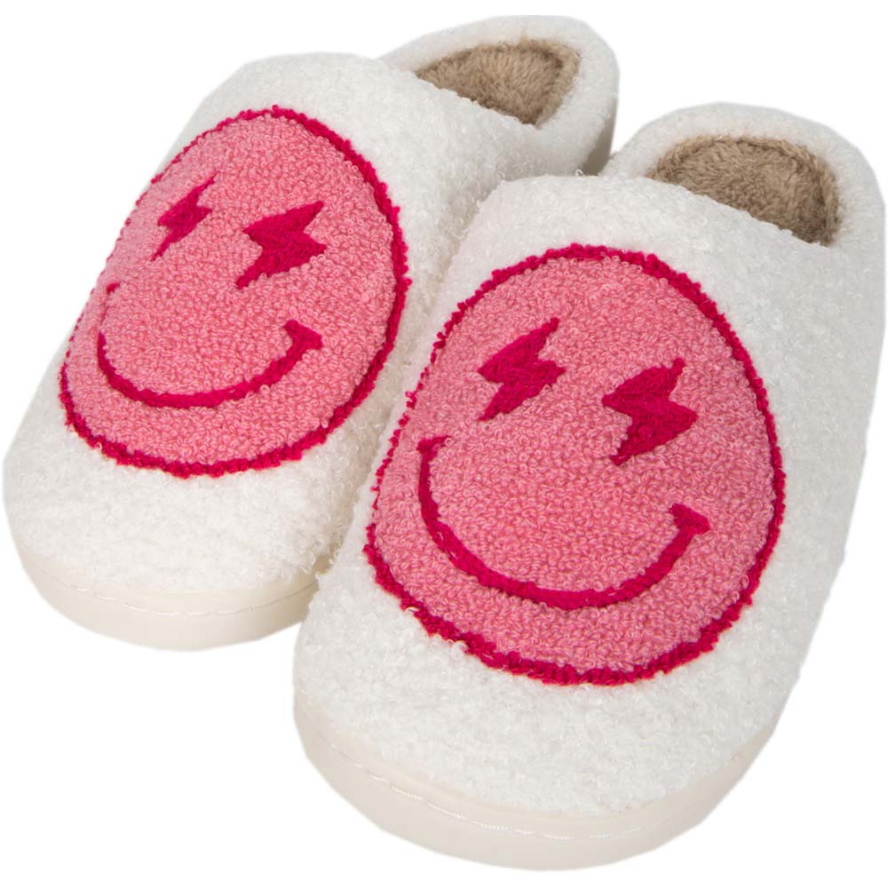 LP | Fuzzy Happy Face Slippers