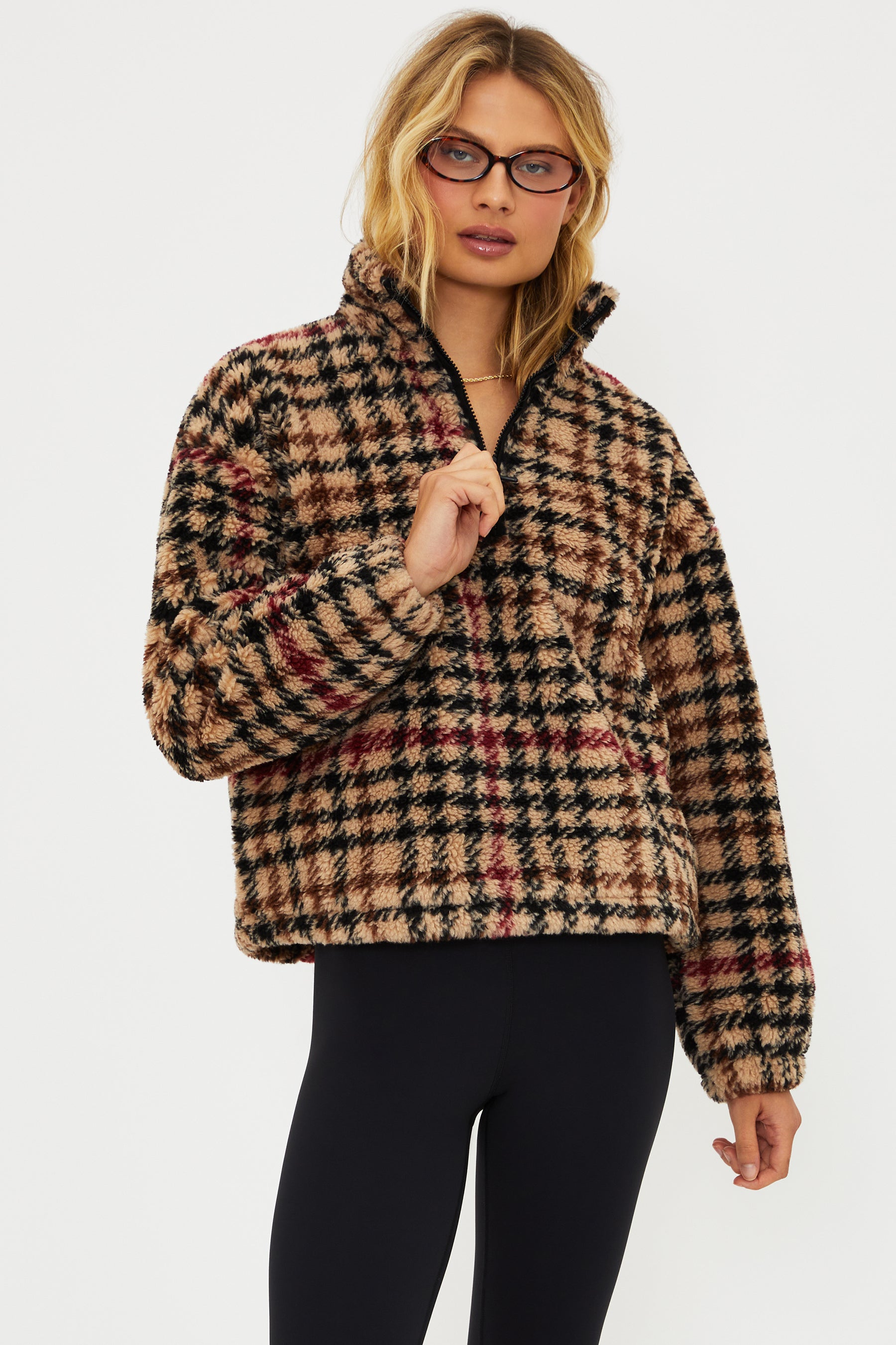 BR | TEEN | WOMENS | Leona Sherpa Midnight Houndstooth