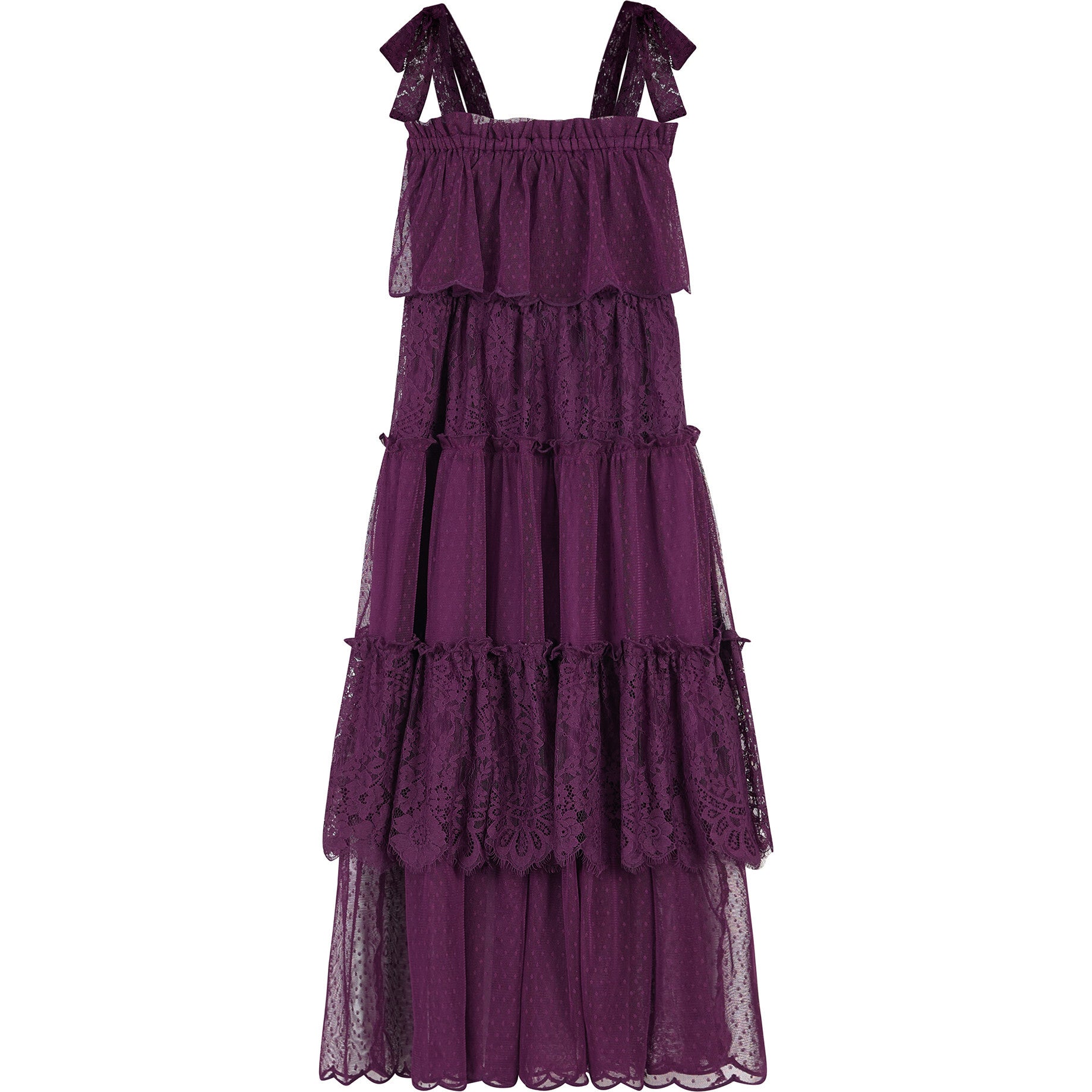 M | EMELIA Burgundy LACE MAXI DRESS